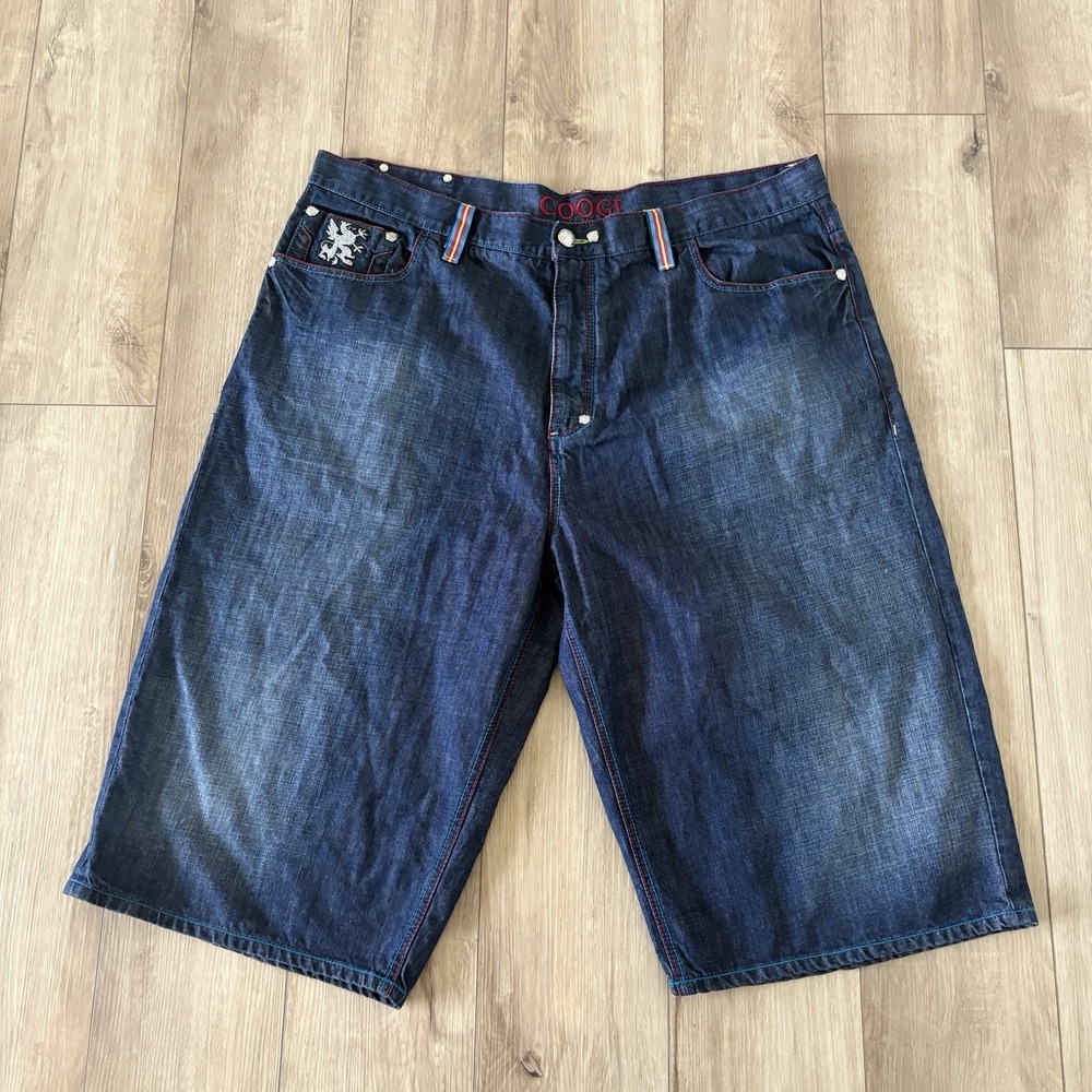 Coogi Australia Denim Jean Shorts Men Size 46 Embroidered Pockets Y2K Skater
